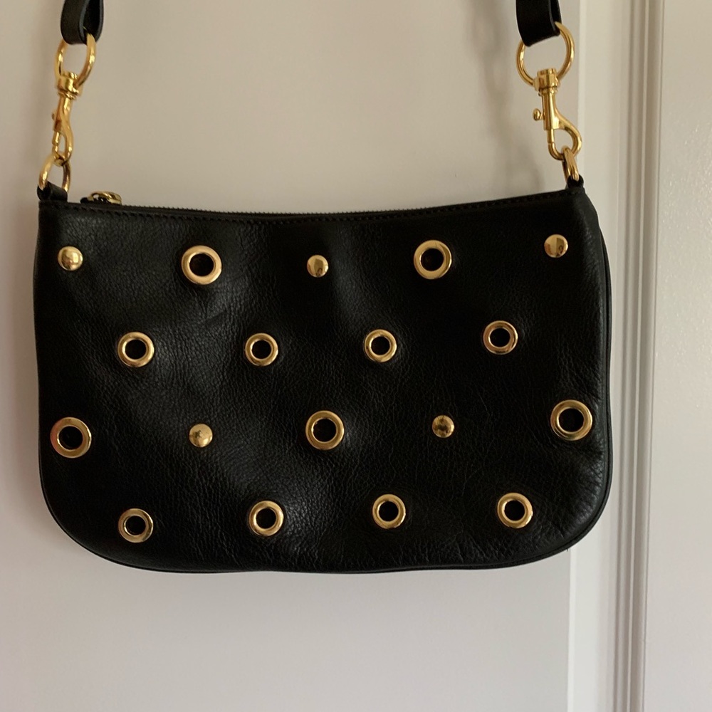 J Crew Brass Circles Crossbody Bag in Black